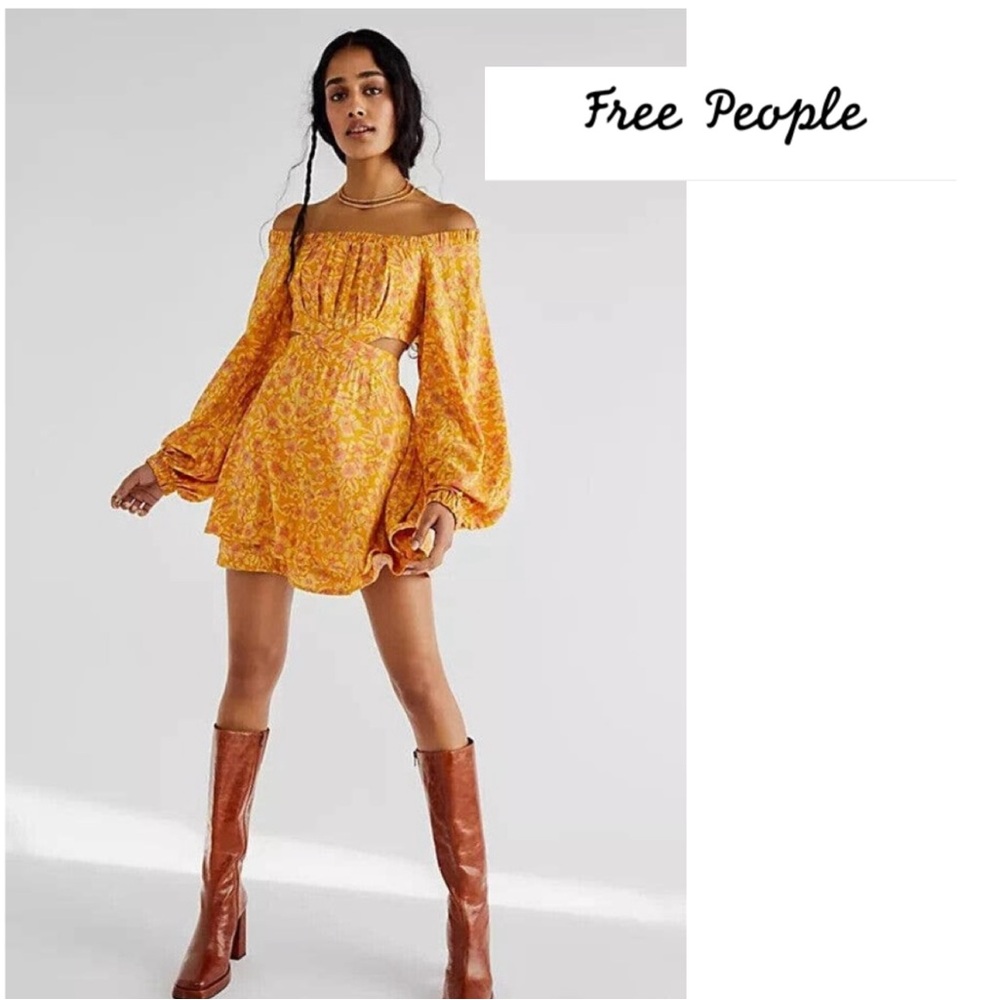 NWT Free People Jael Dress 
Size Small cutout mini dress
Off The Shoulder